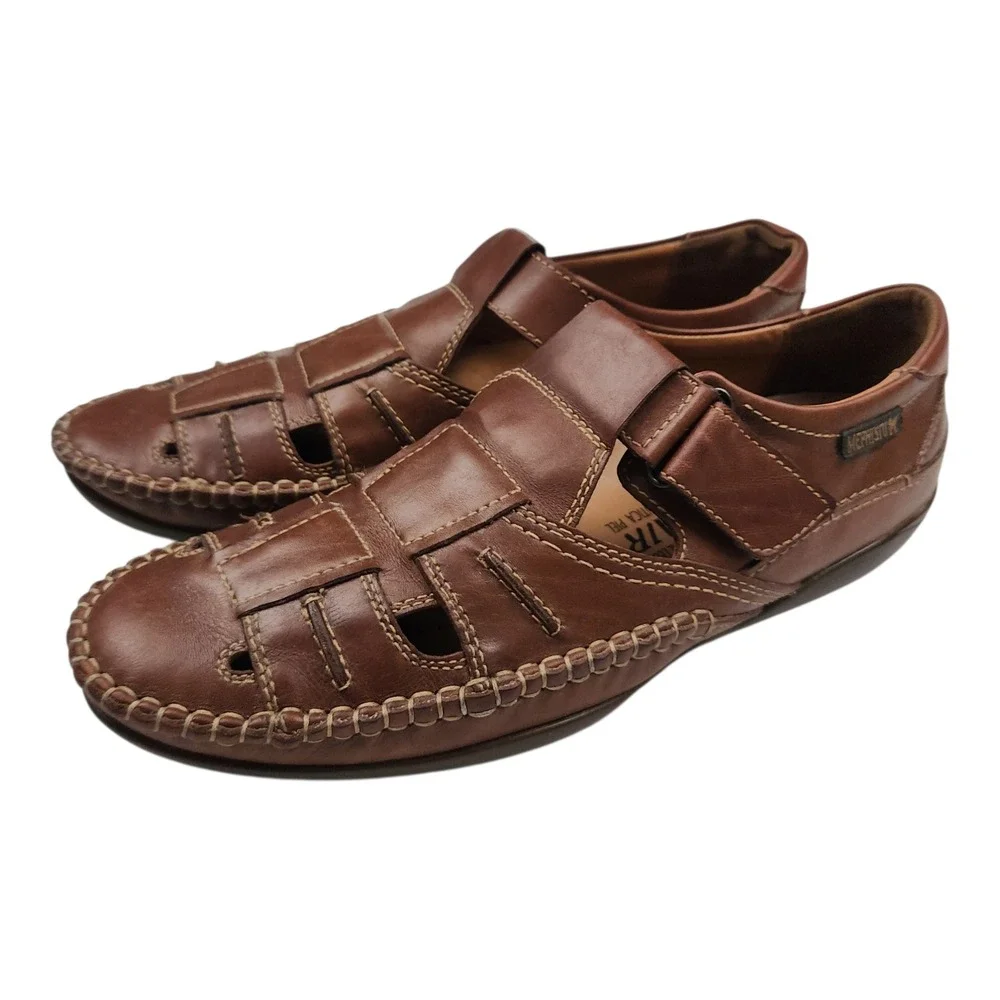 Mephisto Cool Air Ivano Fisherman Style Sandals Loafers Sz 9 Brown Leather Shoes